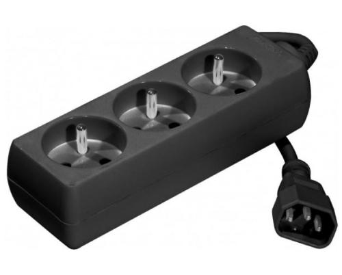 Steckdosenleiste 3 Steckdosen Spezialwechselrichter mit Europa-Steckdose (schwarz) 0,8m