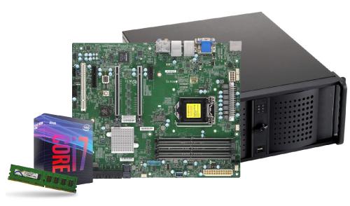 PC RACK 4U Intel i7-9700/ 16GO RAM / 2x SSD 1To RAID/2x GIGA lan/1 PCI-E x4, 1 PCI-E x1, 2 PCI-Ex16 ,1 PCI 32 Bits slots /1x RS232/ 3 Jahre Garantie