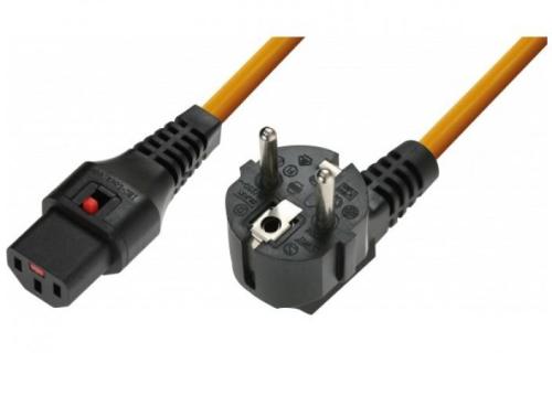 IEC-LOCK Power cord CEE7 / 7 to IEC C13 with orange lock - 2.0 m