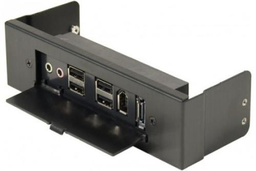 Façade 51/4 alu noir 4 ports USB 1FireWire 1 eSATA + Audio