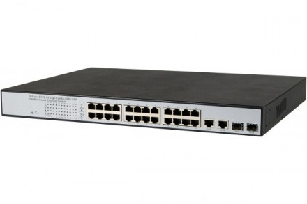 DEXLAN Switch Manageable 24 port PoE 195W + 2 Gigabit/SFP